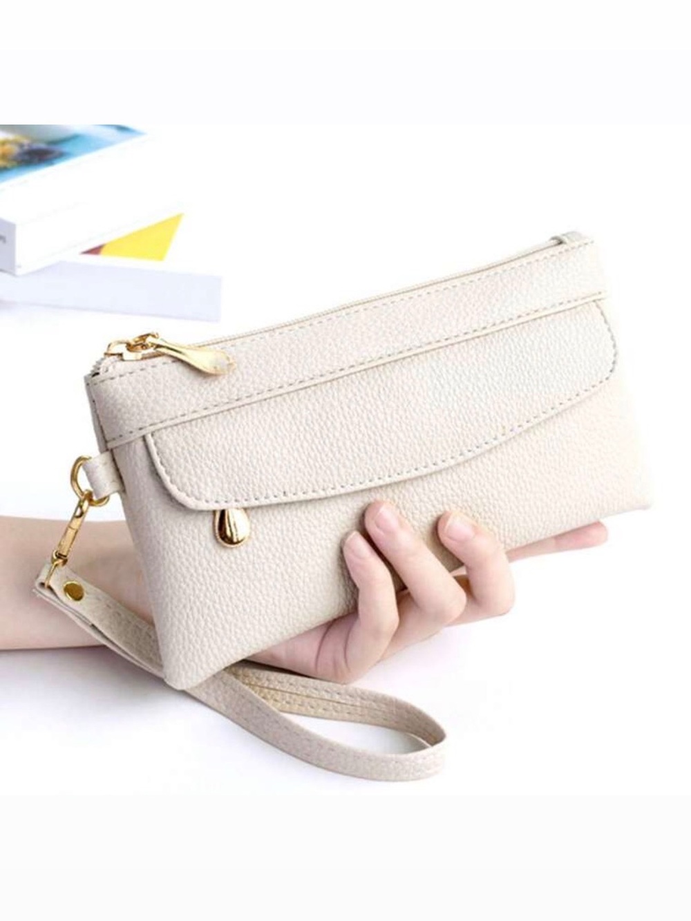 Classic Cream Crossbody Wristlet Bag